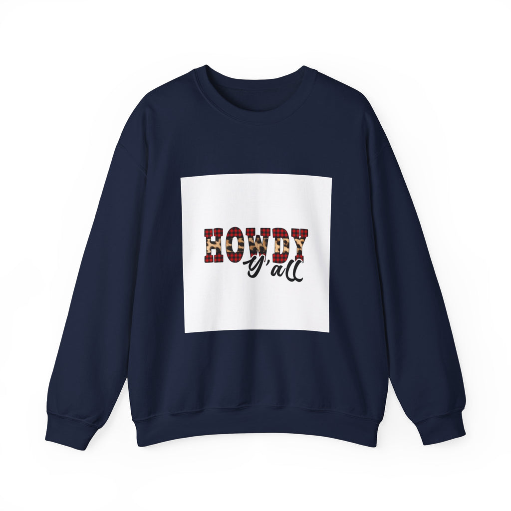 Howdy y'all Crewneck Sweatshirt - Plaid Western Graphic Pullover