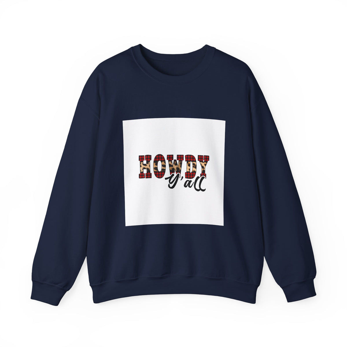 Howdy y'all Crewneck Sweatshirt - Plaid Western Graphic Pullover