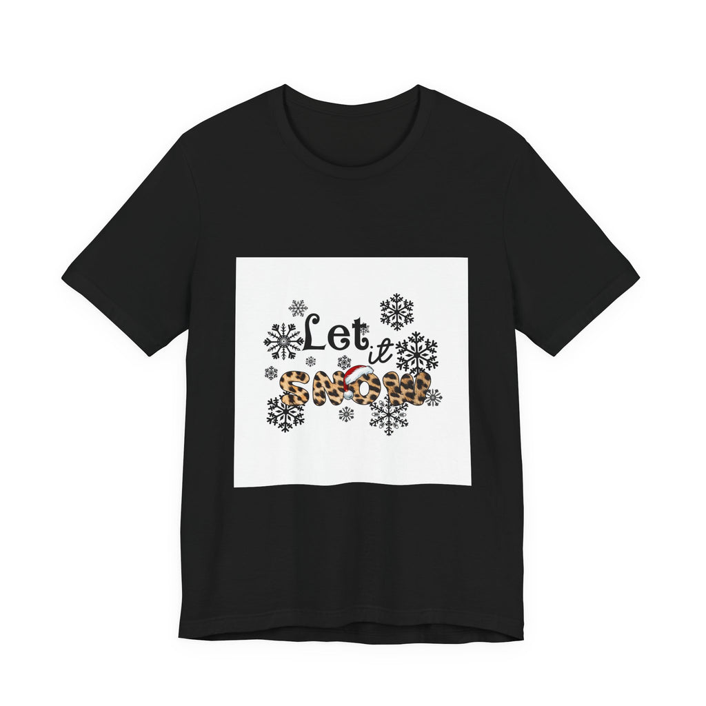Let It Snow Leopard Print T-Shirt — Cute Winter Snowflake Tee