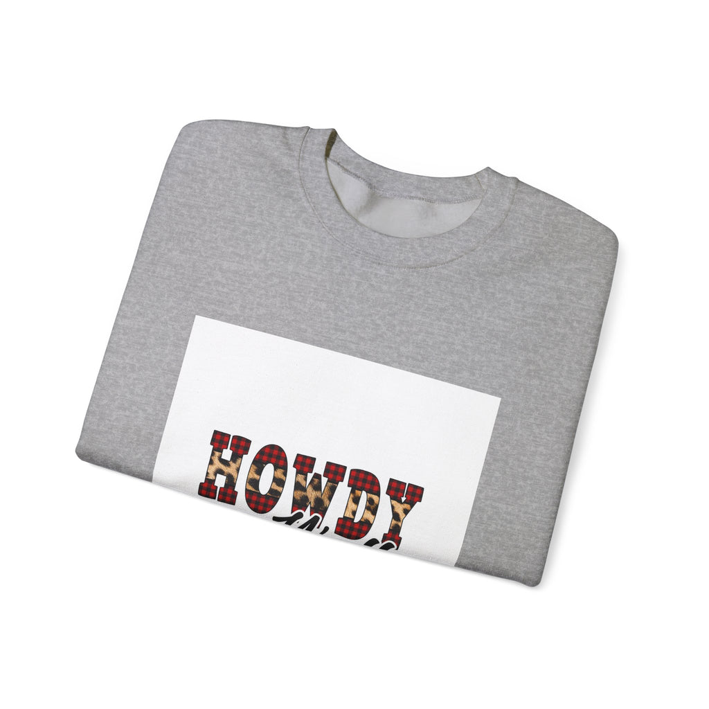 Howdy y'all Crewneck Sweatshirt - Plaid Western Graphic Pullover