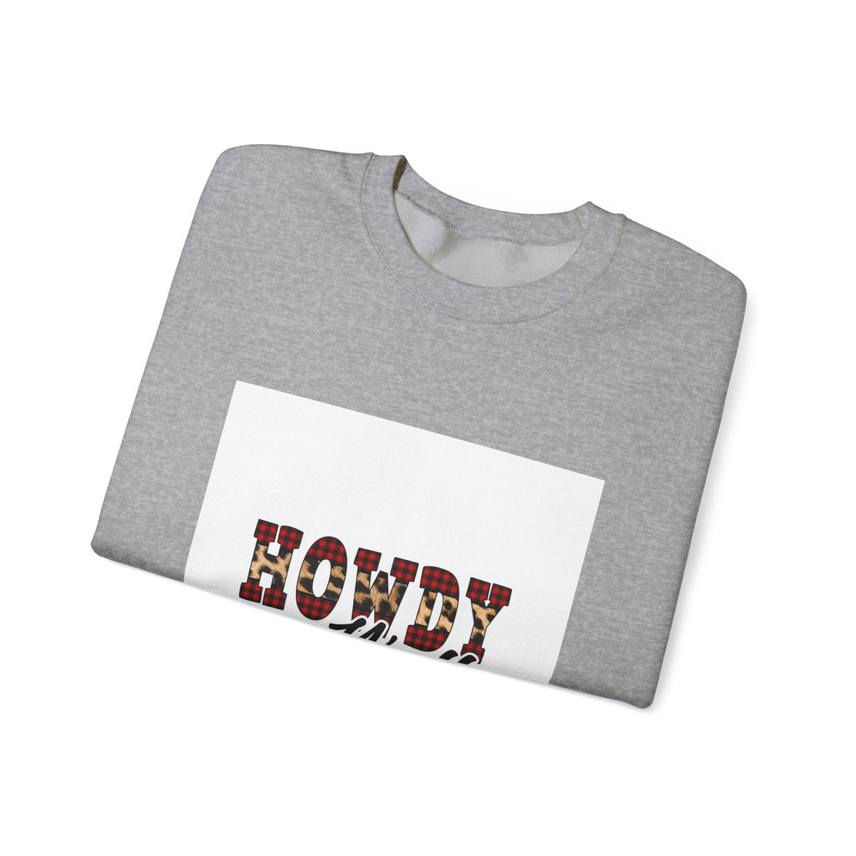 Howdy y'all Crewneck Sweatshirt - Plaid Western Graphic Pullover