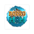 Rodeo Mom Kiss-Cut Sticker — Turquoise Western Cowhide Design