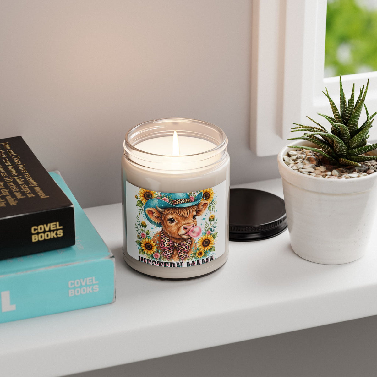 Cowboy Calf Soy Candle — 9oz Scented Jar with Sunflowers