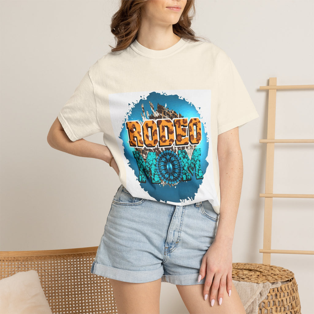 Rodeo Mom Graphic T-Shirt — Western Cowgirl Bronc & Turquoise Design