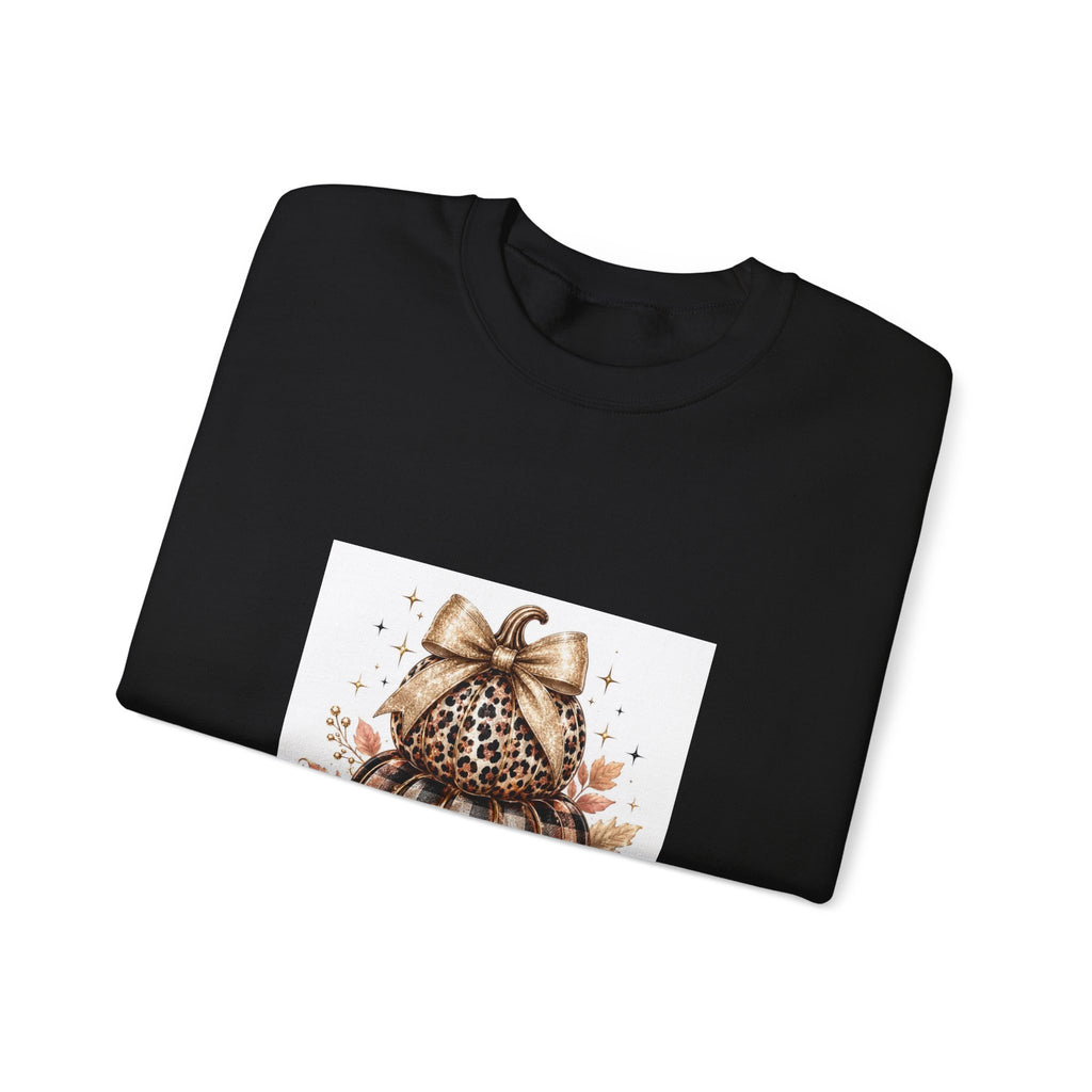 Blessed Pumpkin Sweatshirt — Leopard & Buffalo Plaid Fall Crewneck