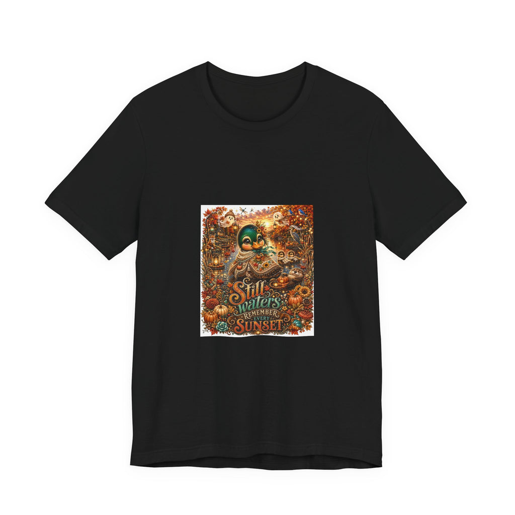 Skull Sunset Tee — 'Still Waters' Floral Skull Graphic T-Shirt