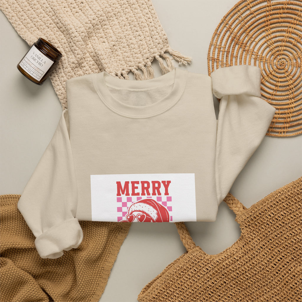 Christmas Santa Crewneck Sweatshirt – 'Merry Christmas' Retro Santa Design