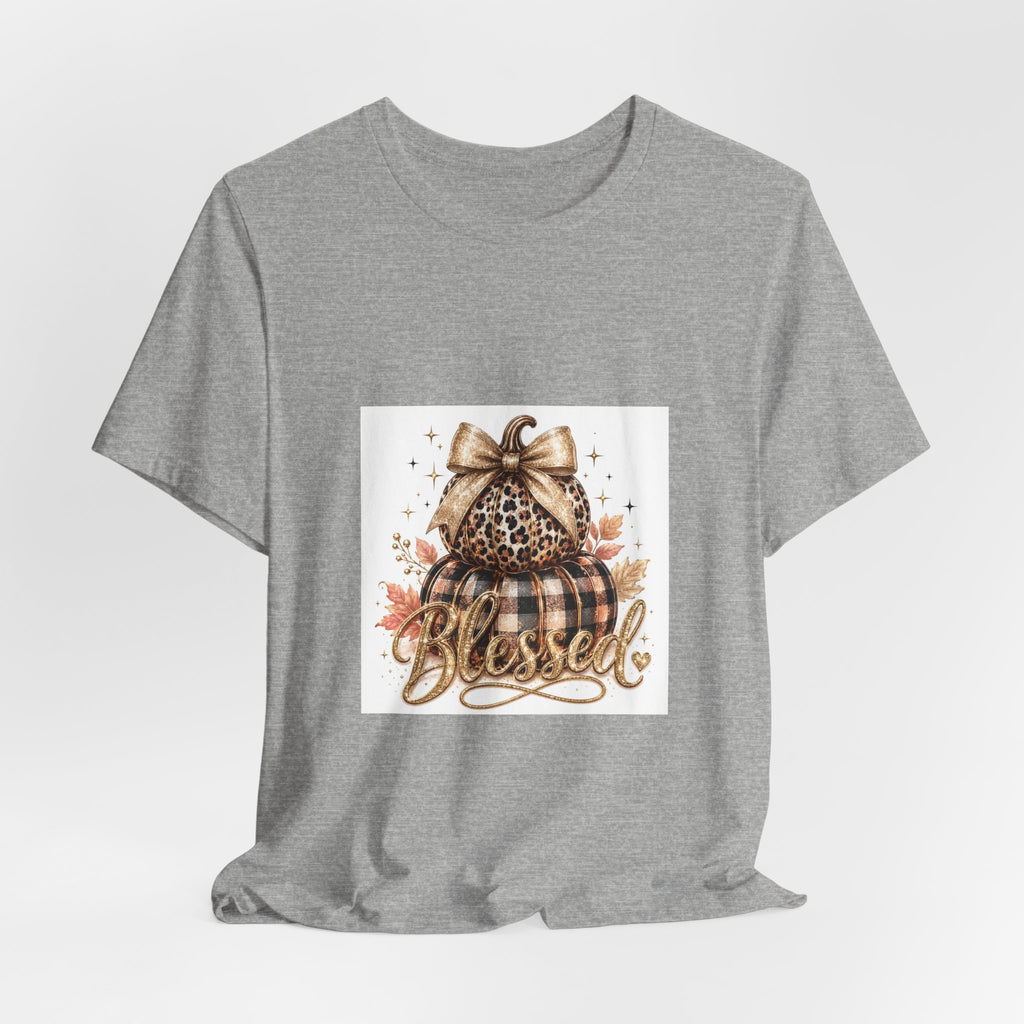 Blessed Pumpkin T-Shirt — Leopard Plaid Fall Graphic Tee