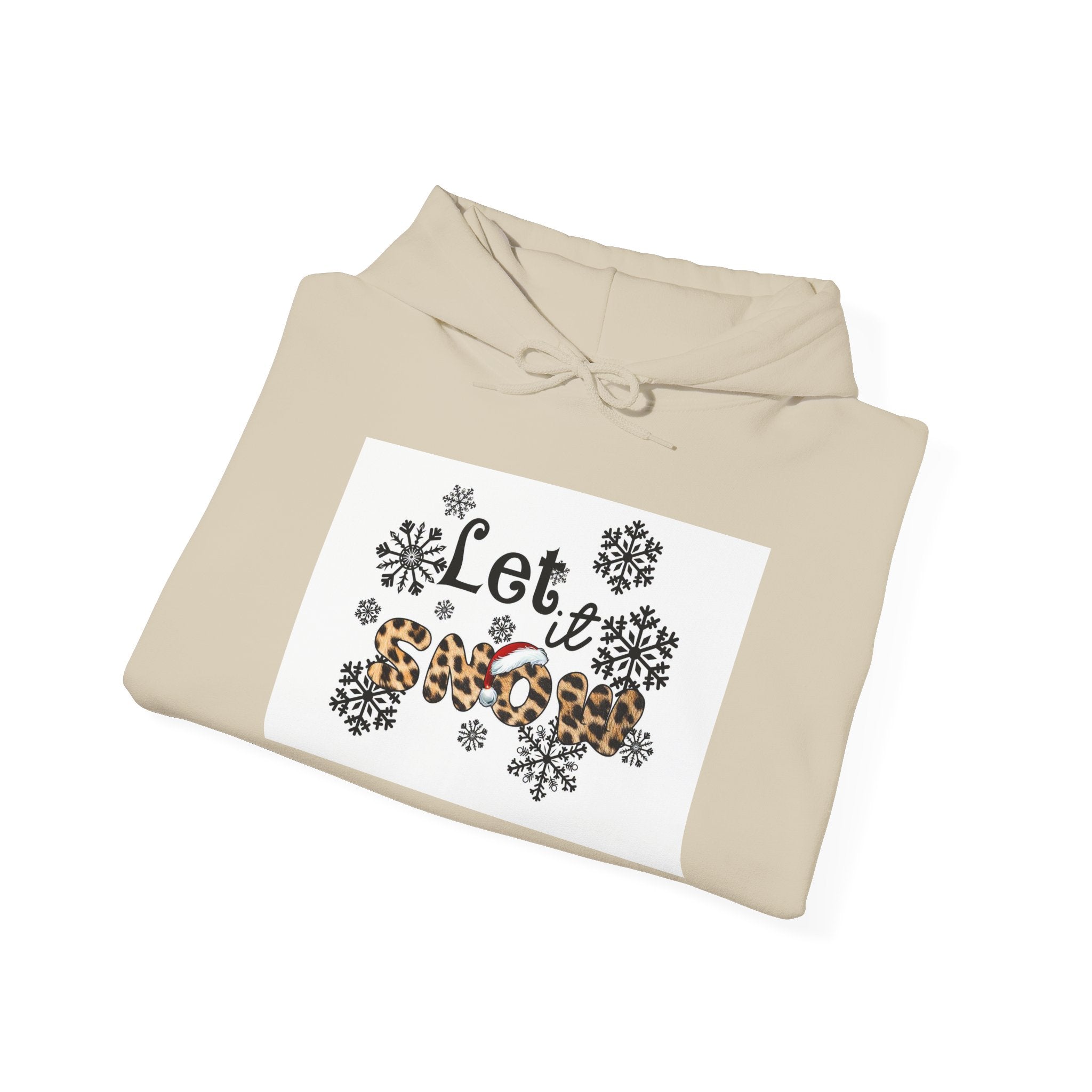 Let It Snow Leopard Print Hoodie — Festive Winter Floral Snowflakes Sweatshirt
