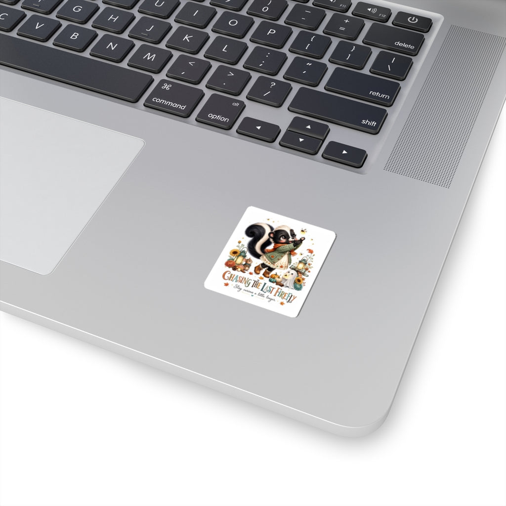 Chasing the Last Firefly Cute Skunk Sticker — Fall Woodland Kiss-Cut Sticker