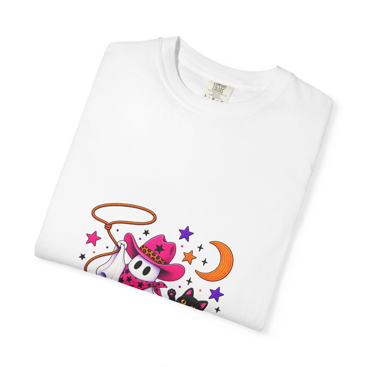 Cowboy Ghost and Black Cat Halloween T-Shirt