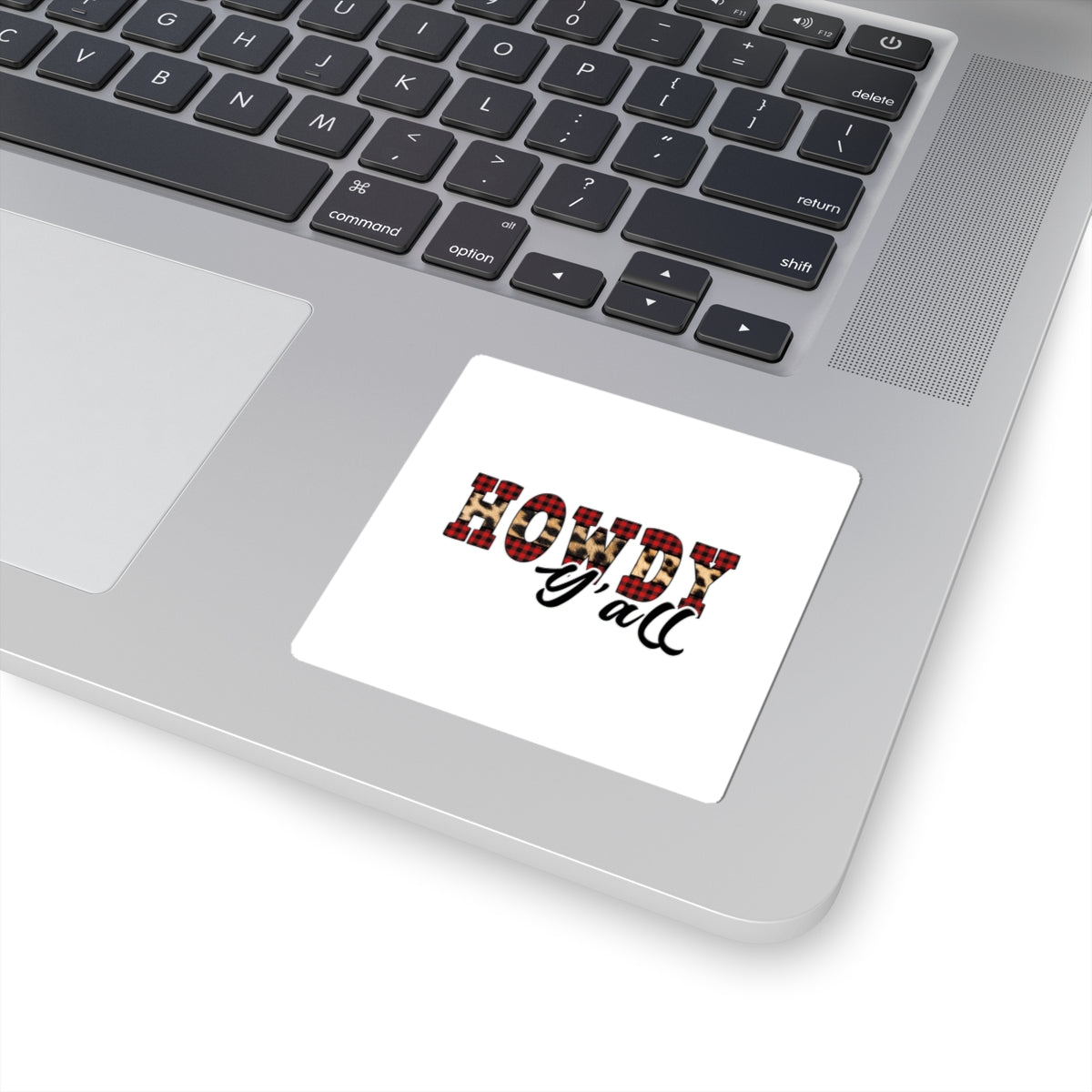 Howdy y’all Plaid & Leopard Sticker — Western Rustic Kiss-Cut Decal for Laptops, Water Bottles & Gifts