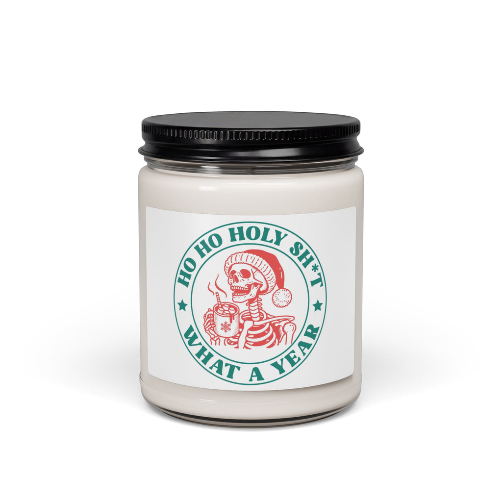 Holiday Skull Soy Candle — "Ho Ho Holy Sh*t What a Year" 9oz