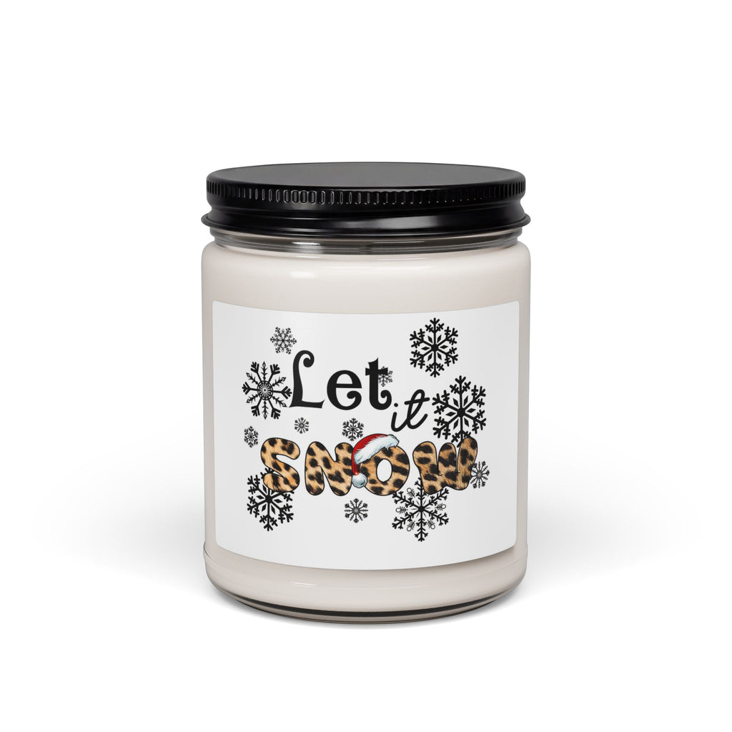 Scented Soy Candle 9oz — "Let It Snow" Leopard Print Holiday Candle