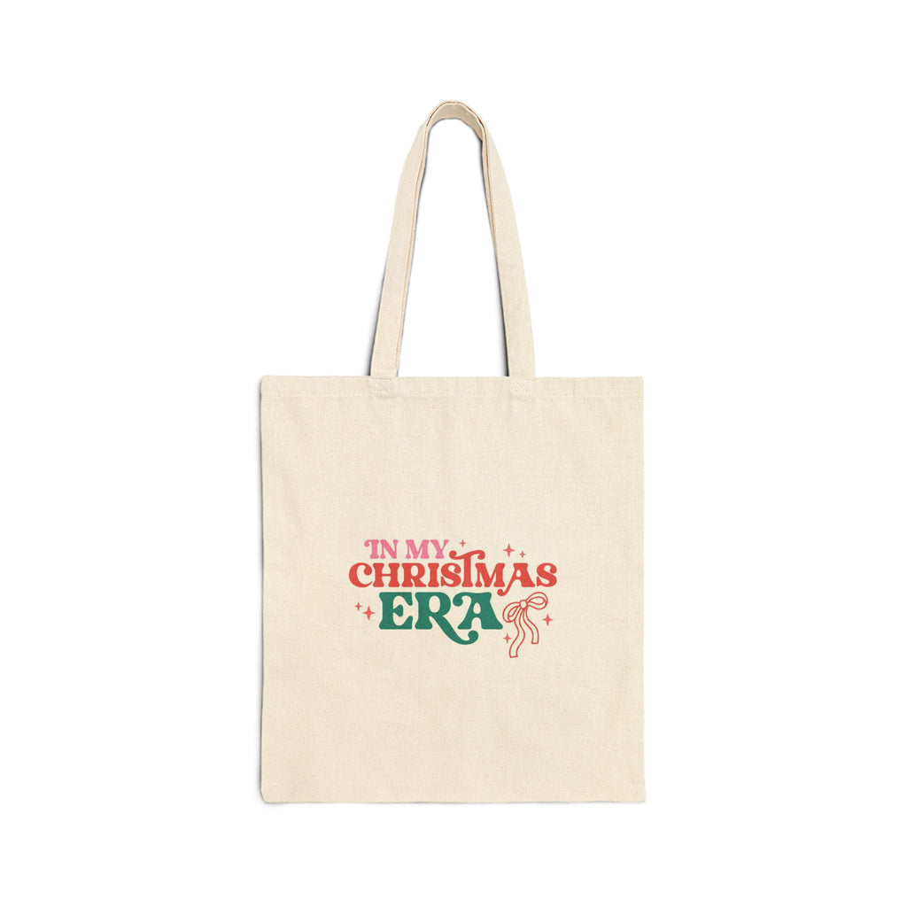 Christmas Era Canvas Tote Bag – Holiday Market Shopper with Festive Candy Cane Design