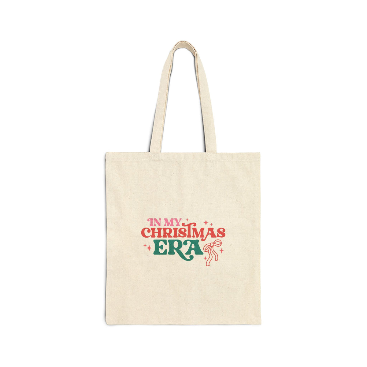 Christmas Era Canvas Tote Bag – Holiday Market Shopper with Festive Candy Cane Design