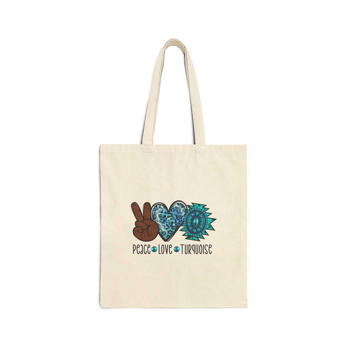 Peace • Love • Turquoise Tote Bag