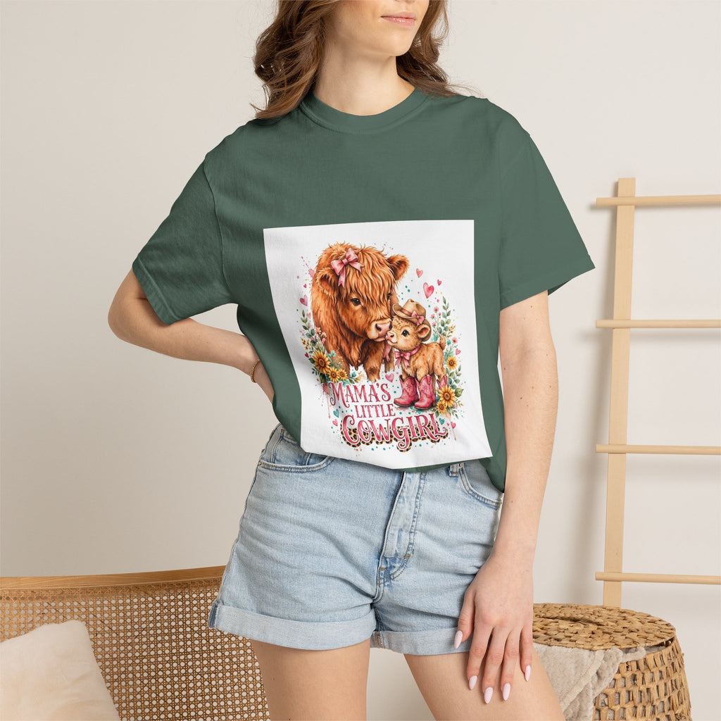 Mama's Little Cowgirl T-Shirt – Cute Highland Cow Mom & Calf Graphic