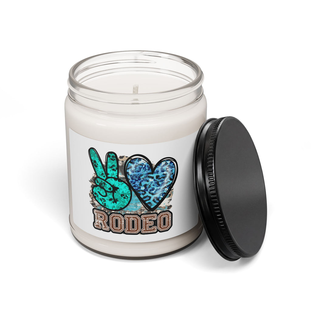 9oz Scented Soy Candle — “Peace  Rodeo” Turquoise Western Jar