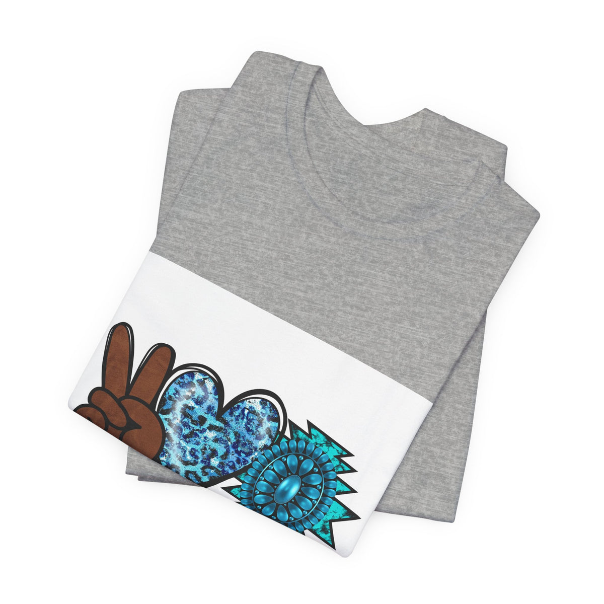 Peace • Love • Turquoise T-Shirt — Boho Peace Sign & Mandala Tee