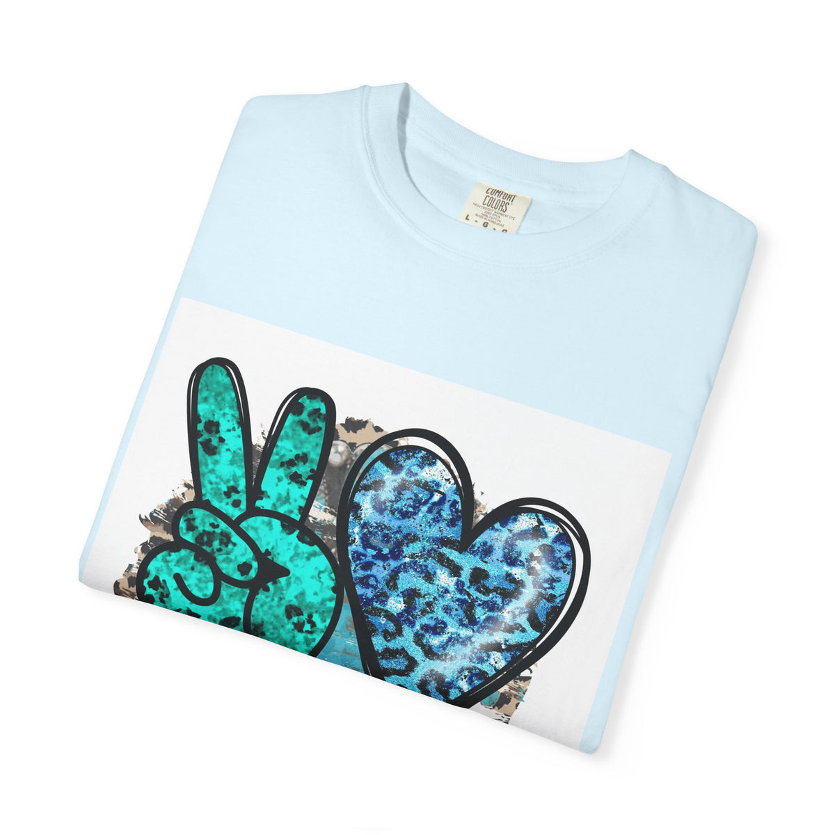 Peace Love Rodeo T‑Shirt — Turquoise Leopard Graphic Rodeo Tee