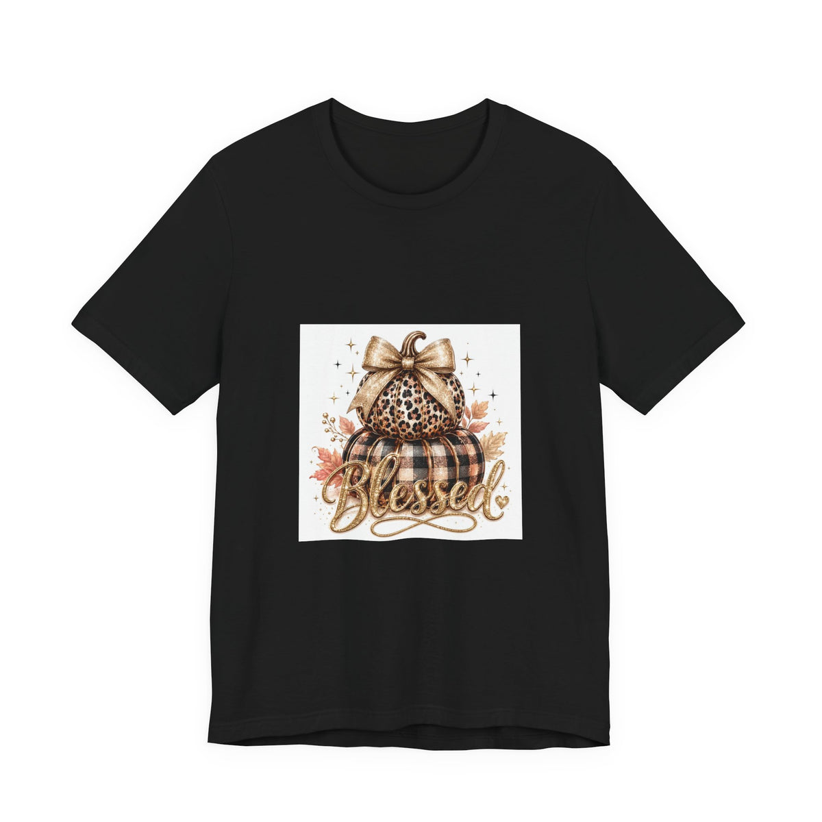 Blessed Pumpkin T-Shirt — Leopard Plaid Fall Graphic Tee