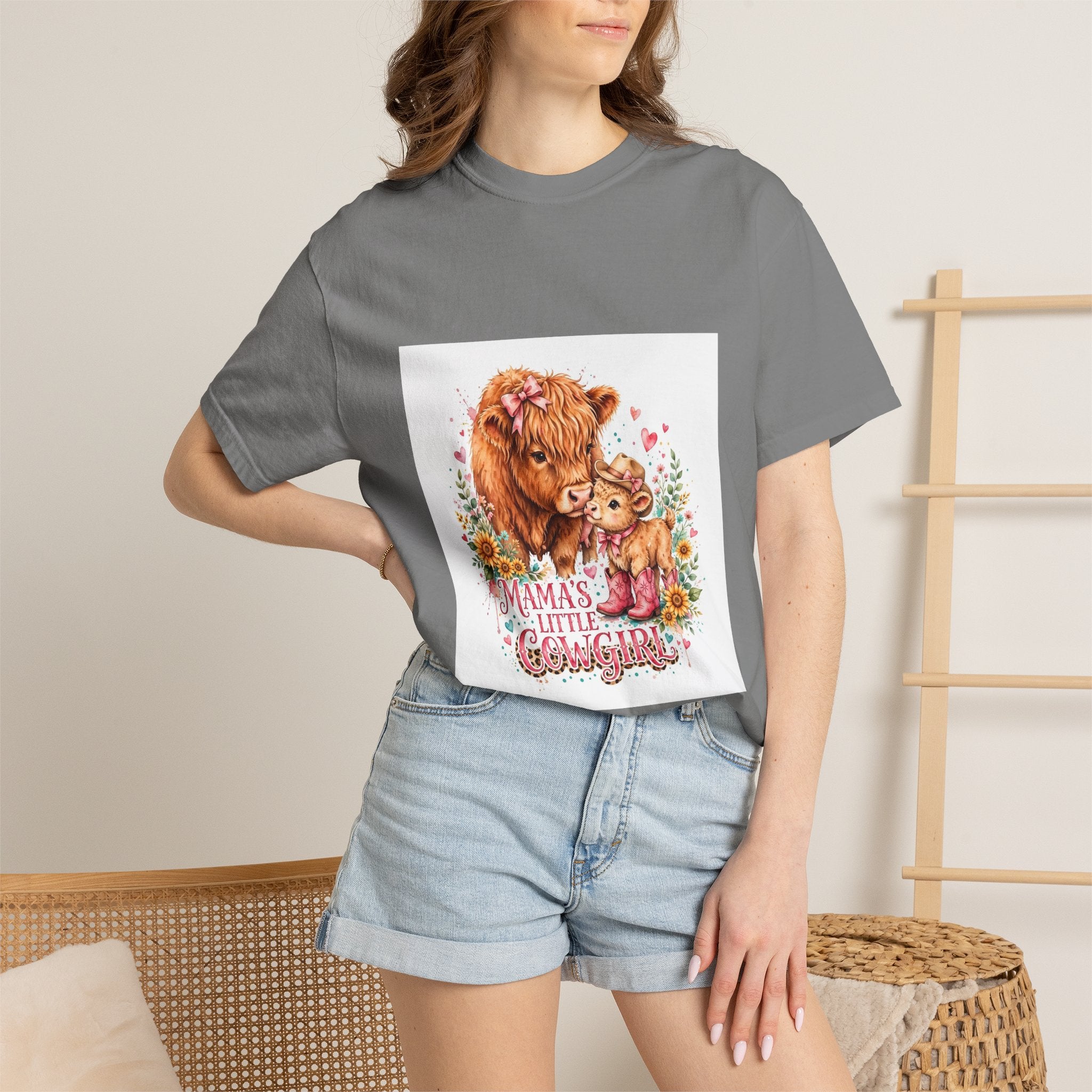 Mama's Little Cowgirl T-Shirt – Cute Highland Cow Mom & Calf Graphic
