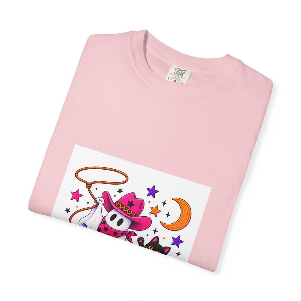 Cowboy Ghost and Black Cat Halloween T-Shirt