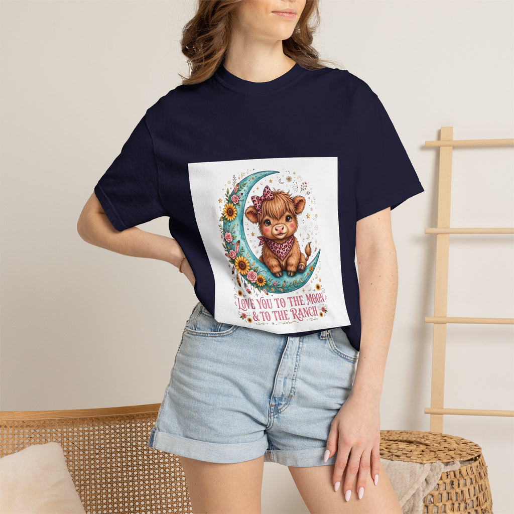 Cow Cute T-Shirt – "Love You to the Moon & to the Ranch" Graphic Tee