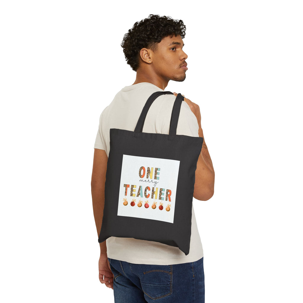 Teacher Tote Bag — "One Very Teacher" Fall Apples Canvas Tote | Teacher Gift, Back-to-School