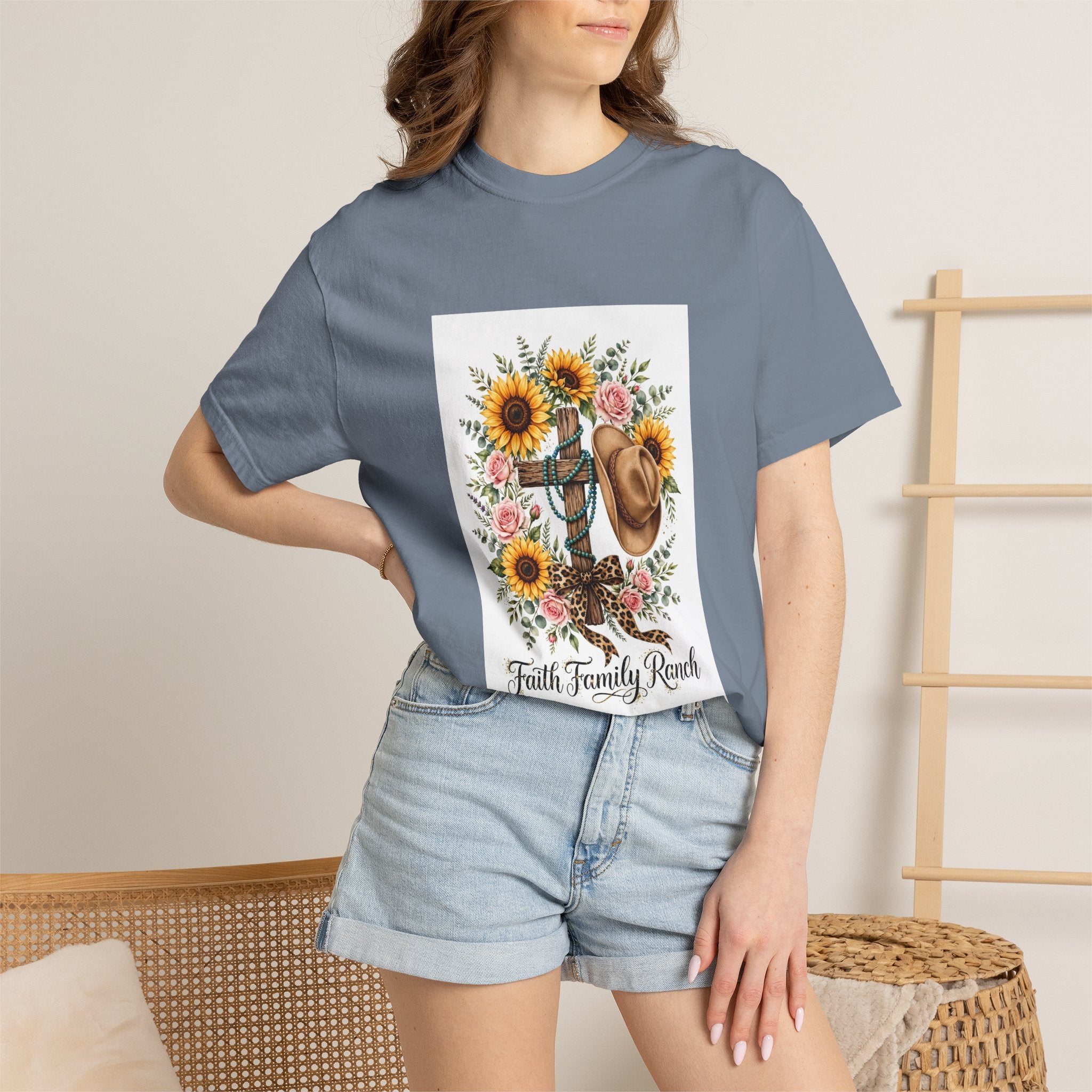 Faith Family Ranch T-Shirt — Sunflower Cowboy Hat Graphic Tee