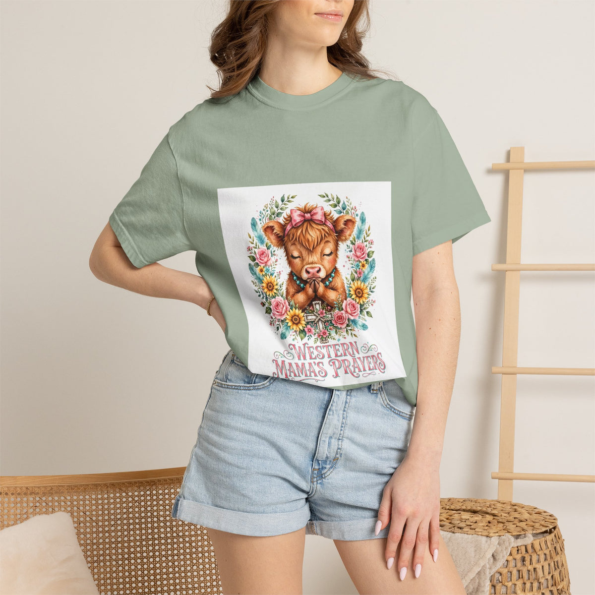 Western Mama Prayer Cow T-Shirt