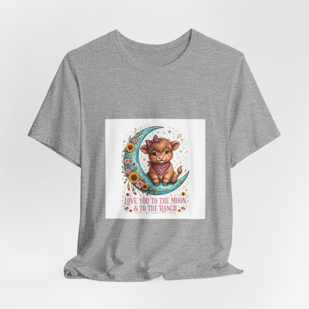 Love You to the Moon & to the Ranch Tee — Cute Cow Moon Graphic T-Shirt
