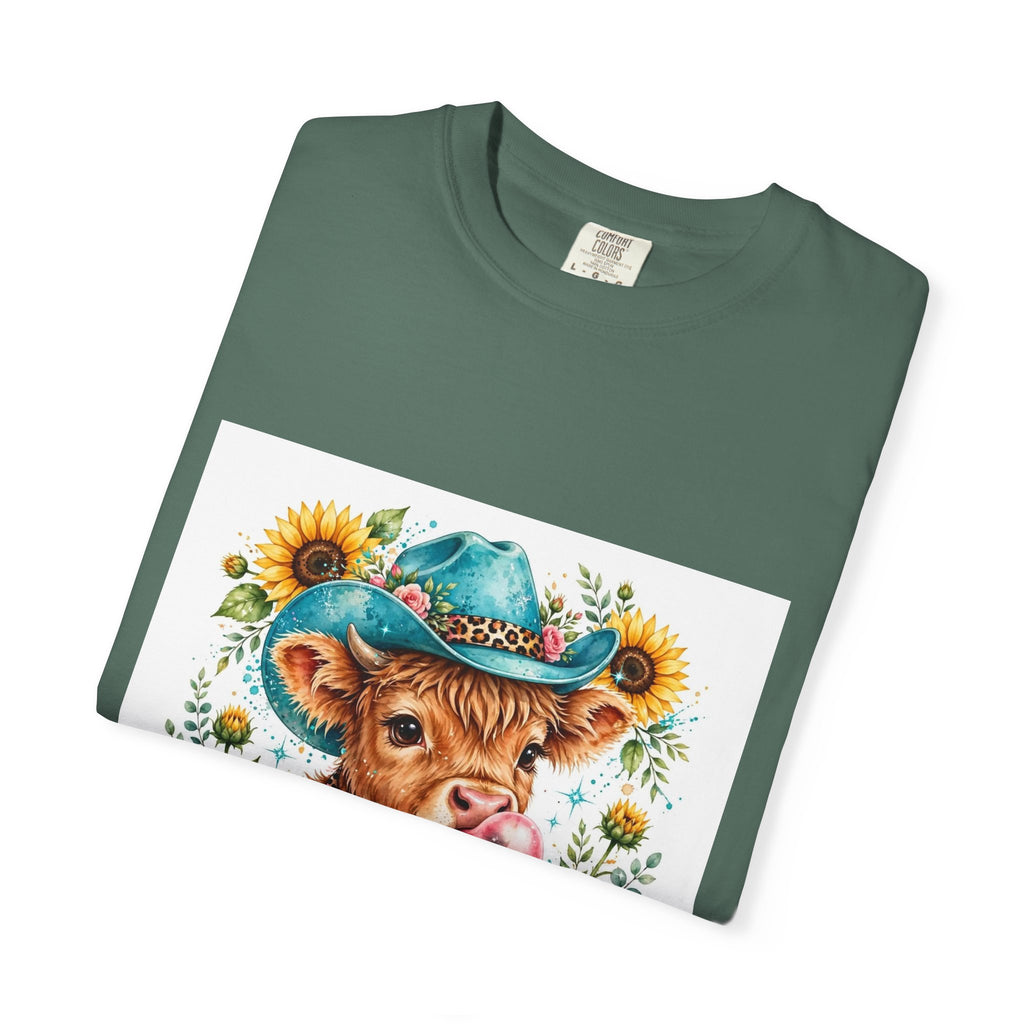 Western Mama Cow Tee — Cute Cow with Cowboy Hat & Sunflowers Graphic T-Shirt