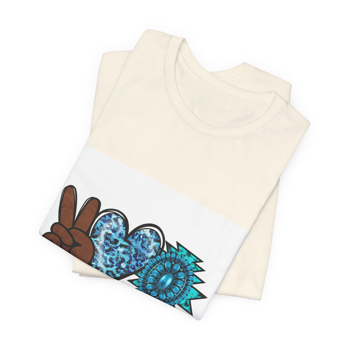 Peace • Love • Turquoise T-Shirt — Boho Peace Sign & Mandala Tee