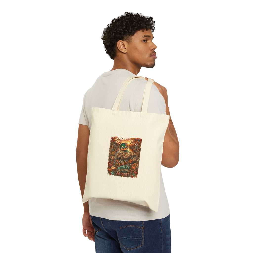 Skull & Sunflowers Vintage Tote Bag – "Still I Rise" Cotton Canvas Eco Shopper
