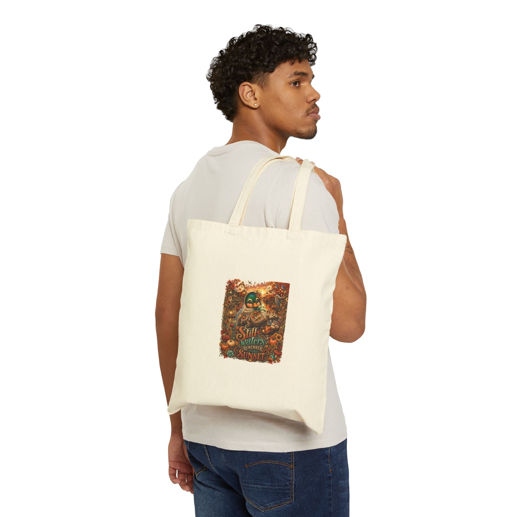 Skull & Sunflowers Vintage Tote Bag – "Still I Rise" Cotton Canvas Eco Shopper