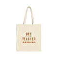 Teacher Tote Bag — "One Very Teacher" Fall Apples Canvas Tote | Teacher Gift, Back-to-School