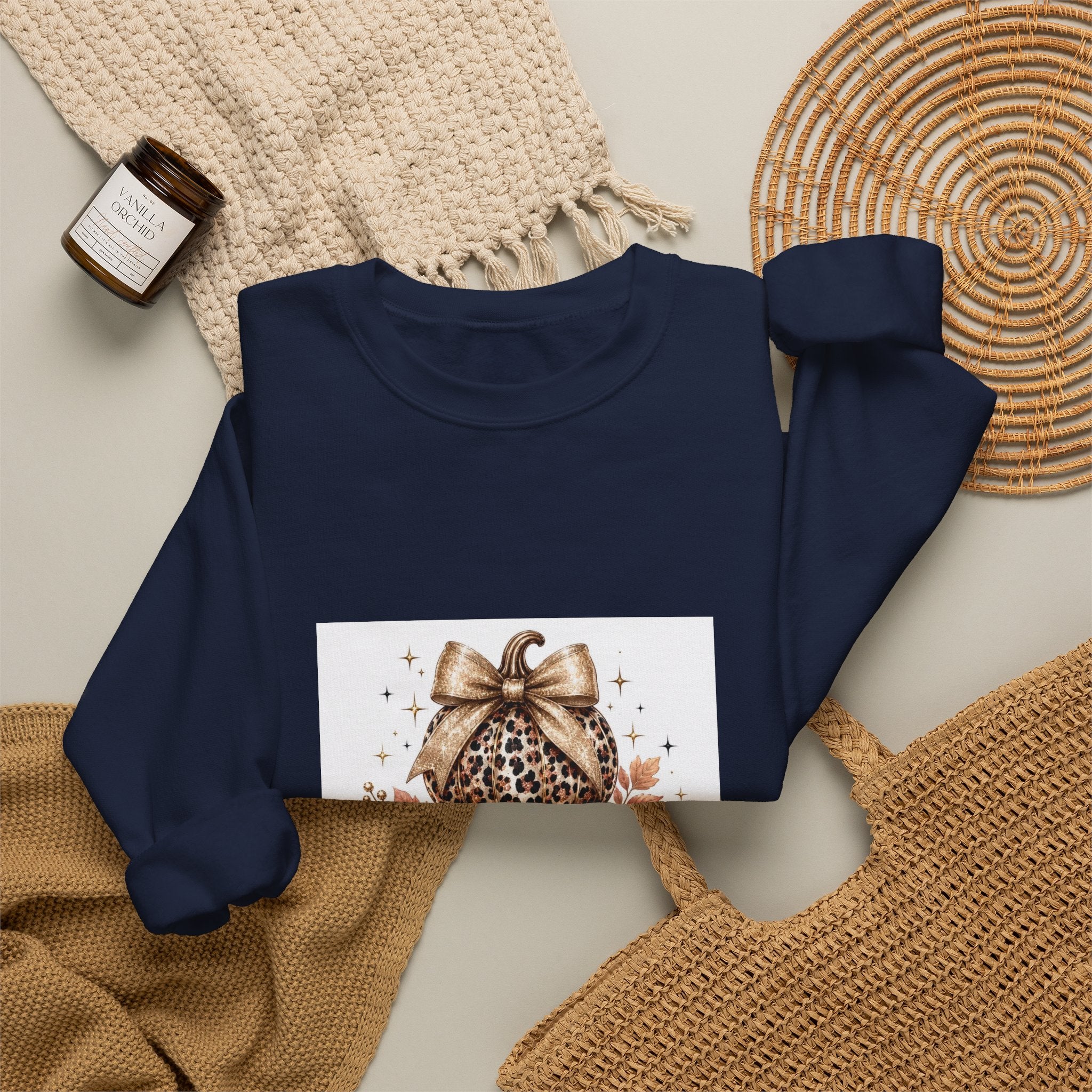 Blessed Pumpkin Sweatshirt — Leopard & Buffalo Plaid Fall Crewneck