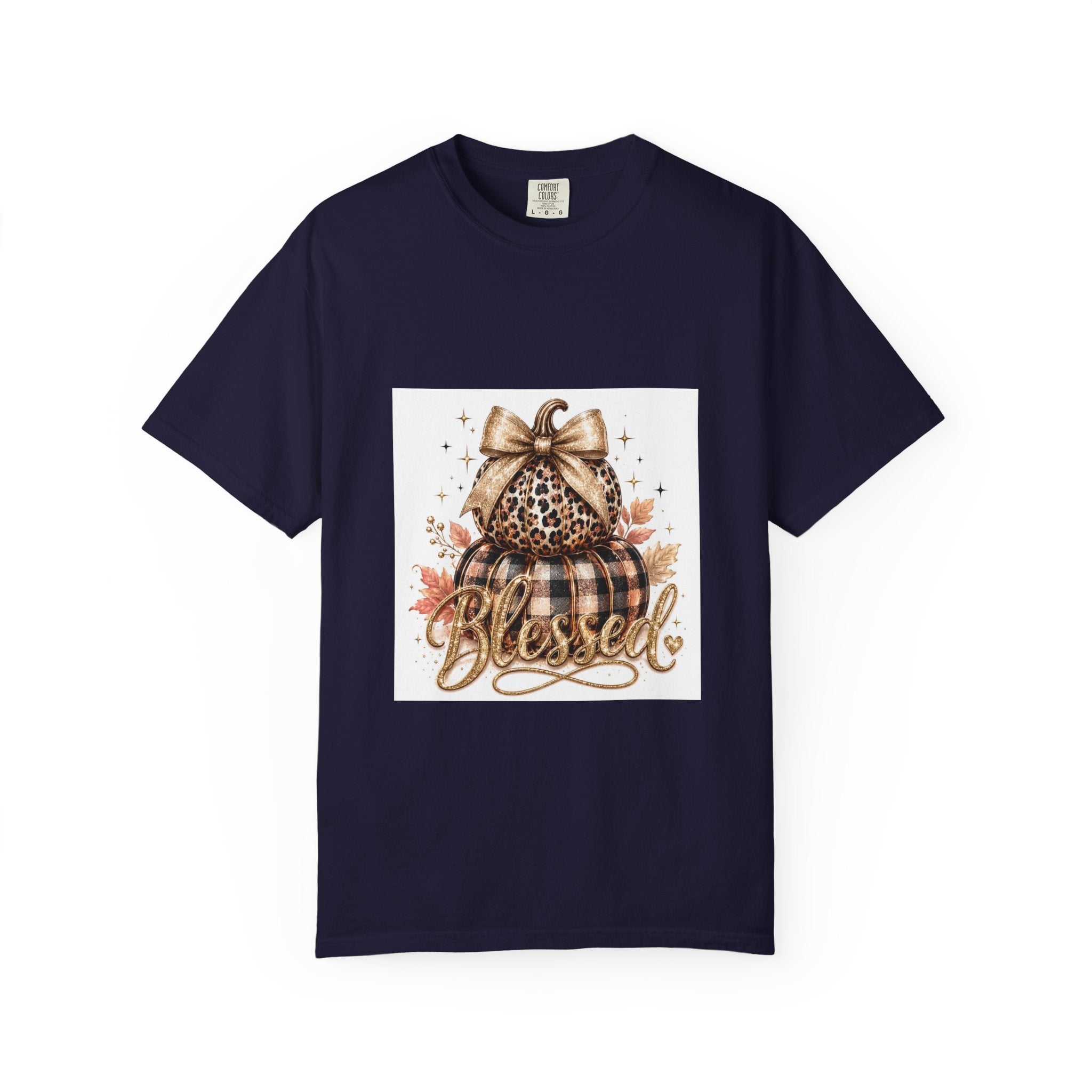 Blessed Pumpkin T-Shirt — Fall Leopard & Buffalo Plaid Pumpkin Graphic