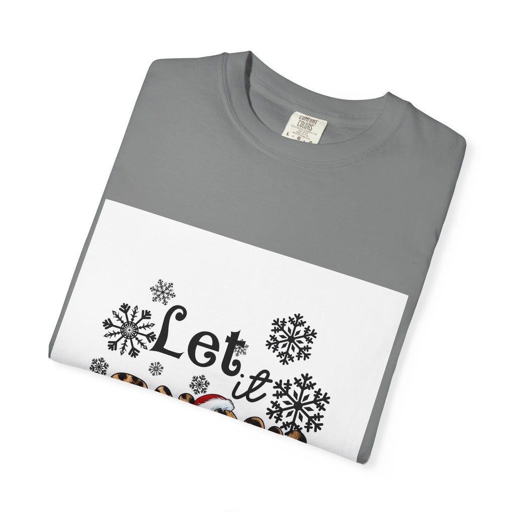 Let It Snow Leopard Print T-Shirt — Winter Snowflake Holiday Tee
