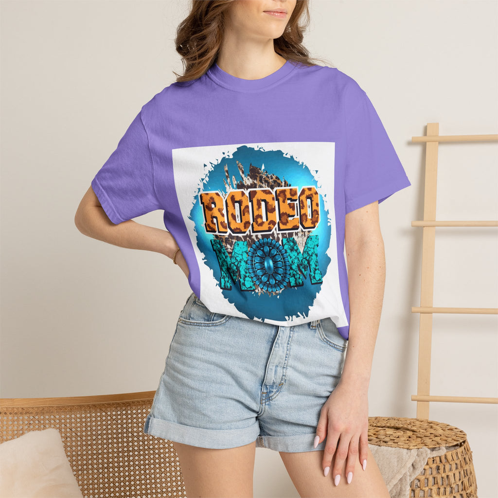 Rodeo Mom Graphic T-Shirt — Western Cowgirl Bronc & Turquoise Design