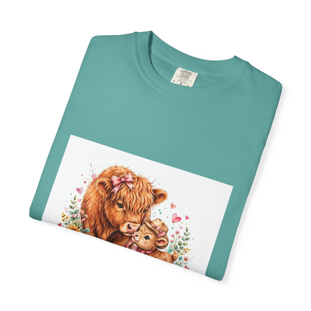 Mama's Little Cowgirl T-Shirt – Cute Highland Cow Mom & Calf Graphic