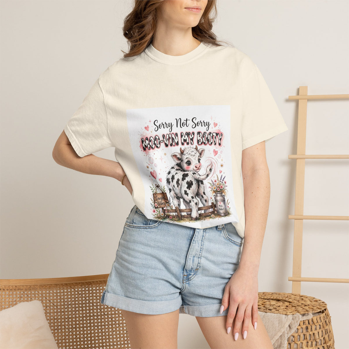 Cow With Attitude T-Shirt — "Sorry Not Sorry Moo-You Say Beauty" Farm Animal Graphic Tee