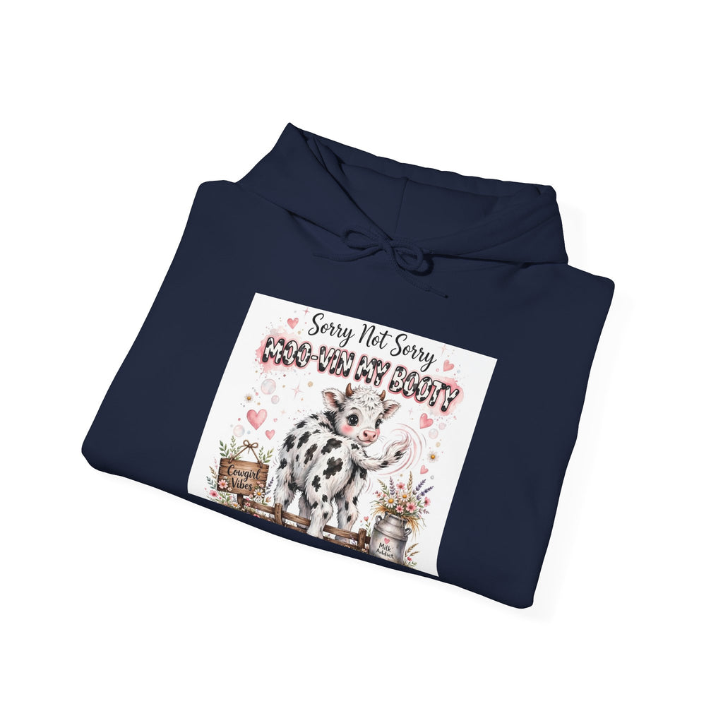 Cow Print Cowgirl Hoodie - "Sorry Not Sorry I Need My Barn" Farm Life Sweatshirt