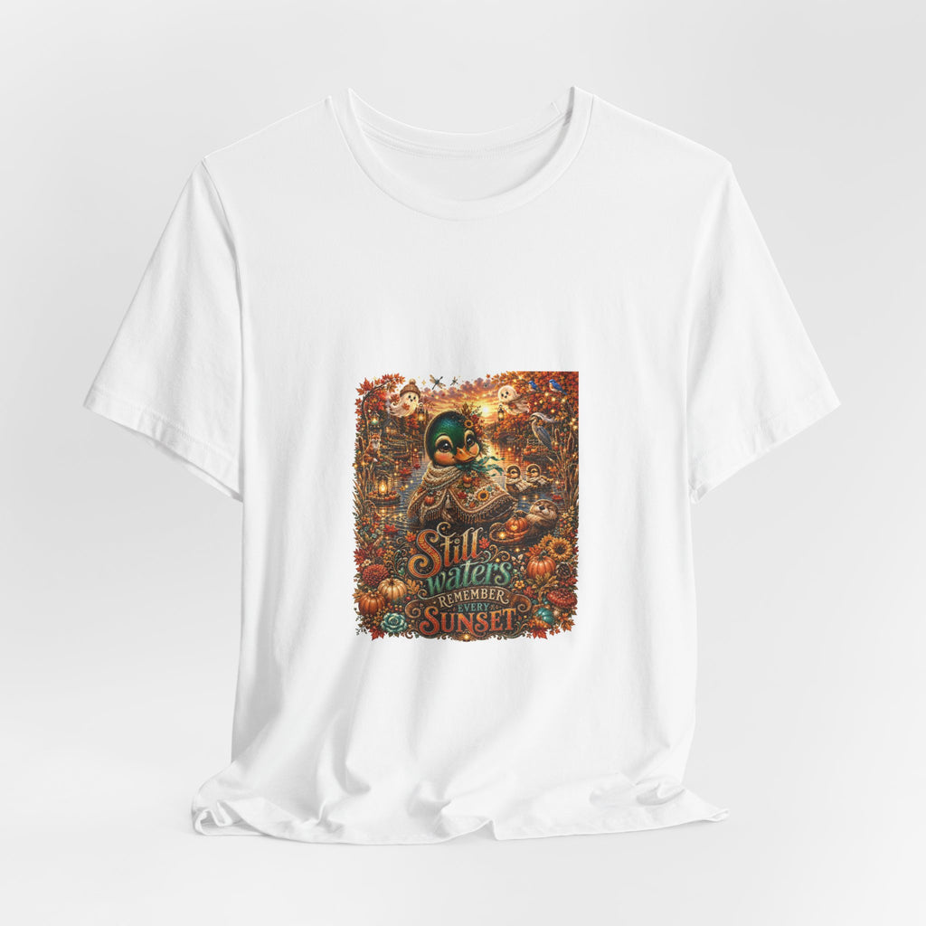 Skull Sunset Tee — 'Still Waters' Floral Skull Graphic T-Shirt