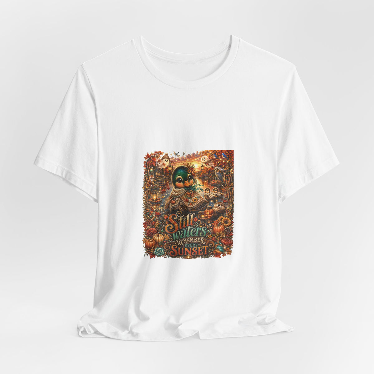 Skull Sunset Tee — 'Still Waters' Floral Skull Graphic T-Shirt