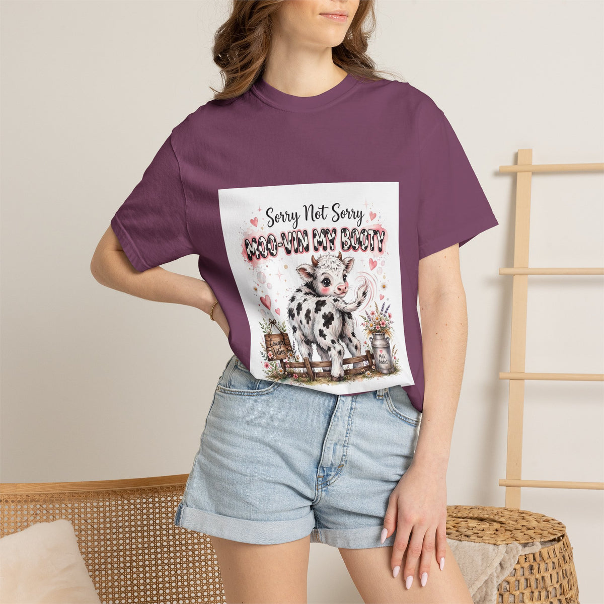 Cow With Attitude T-Shirt — "Sorry Not Sorry Moo-You Say Beauty" Farm Animal Graphic Tee