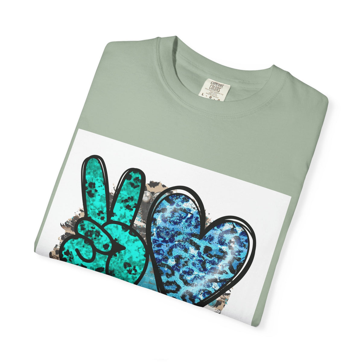 Peace Love Rodeo T‑Shirt — Turquoise Leopard Graphic Rodeo Tee
