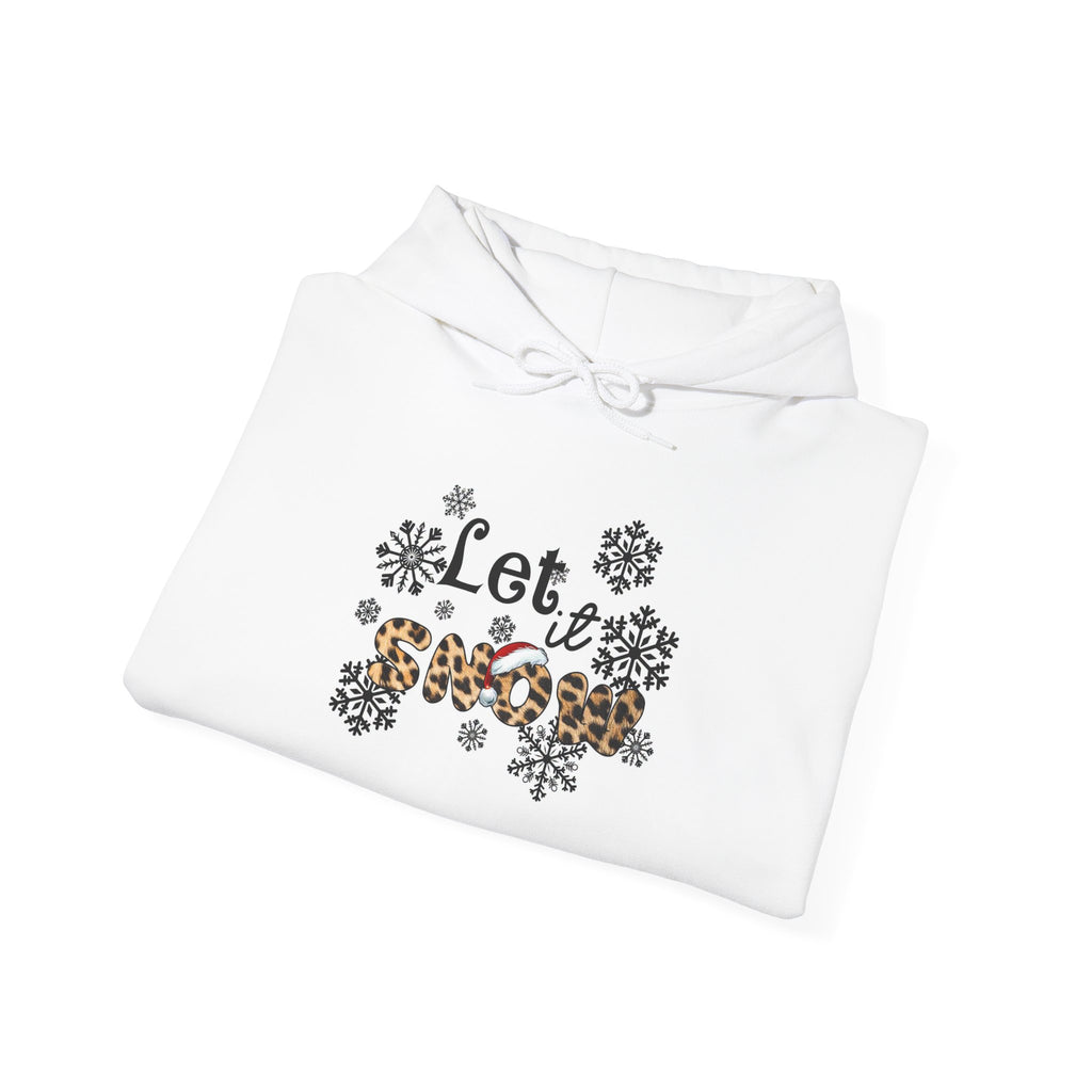 Let It Snow Leopard Print Hoodie — Festive Winter Floral Snowflakes Sweatshirt